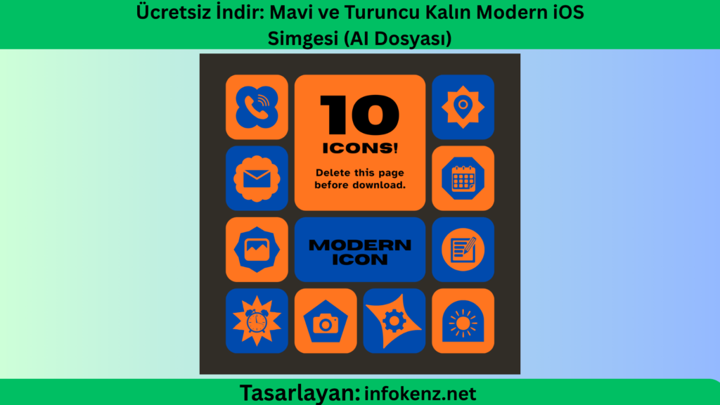 Ücretsiz İndir: Mavi ve Turuncu Kalın Modern iOS Simgesi (AI Dosyası)