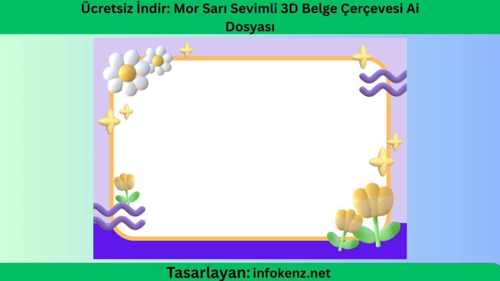 Ücretsiz İndir: Mor Sarı Sevimli 3D Belge Çerçevesi Ai Dosyası