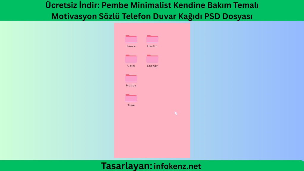 Ücretsiz İndir: Pembe Minimalist Kendine Bakım Temalı Motivasyon Sözlü Telefon Duvar Kağıdı PSD Dosyası