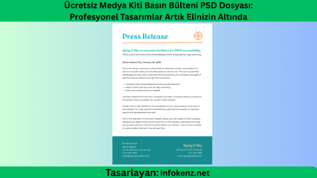 Ücretsiz Medya Kiti Basın Bülteni PSD Dosyası: Profesyonel Tasarımlar Artık Elinizin Altında