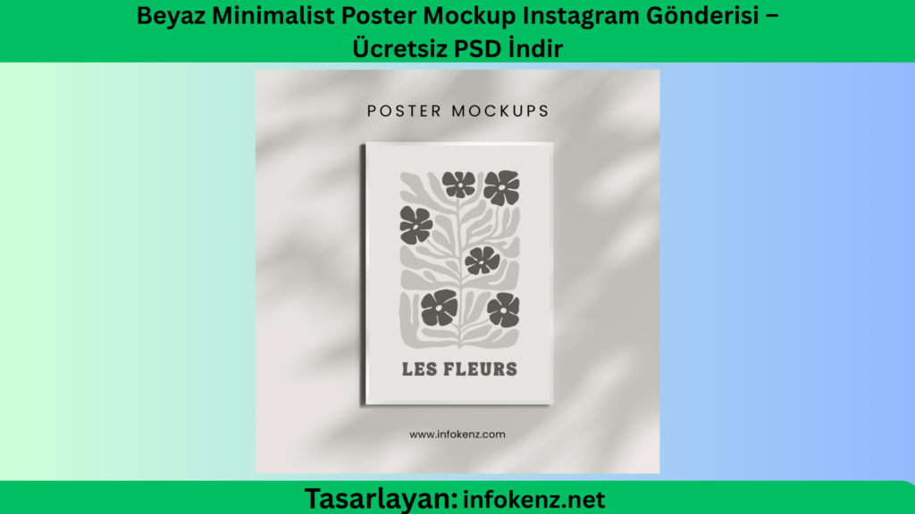 Beyaz Minimalist Poster Mockup Instagram Gönderisi – Ücretsiz PSD İndir