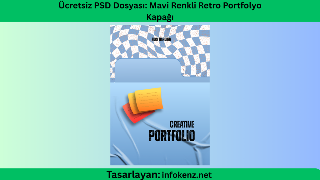 Ücretsiz PSD Dosyası: Mavi Renkli Retro Portfolyo Kapağı