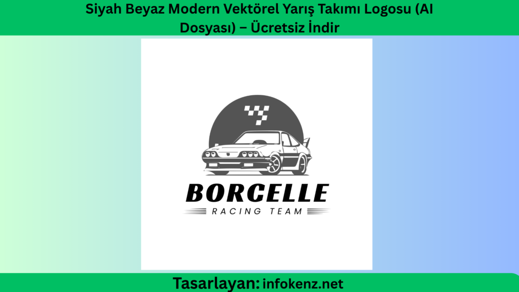 Siyah Beyaz Modern Vektörel Yarış Takımı Logosu (AI Dosyası) – Ücretsiz İndir