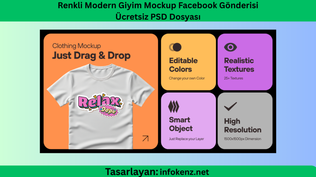 Renkli Modern Giyim Mockup Facebook Gönderisi Ücretsiz PSD Dosyası