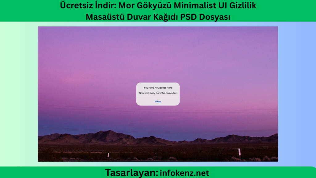 Ücretsiz İndir: Mor Gökyüzü Minimalist UI Gizlilik Masaüstü Duvar Kağıdı PSD Dosyası