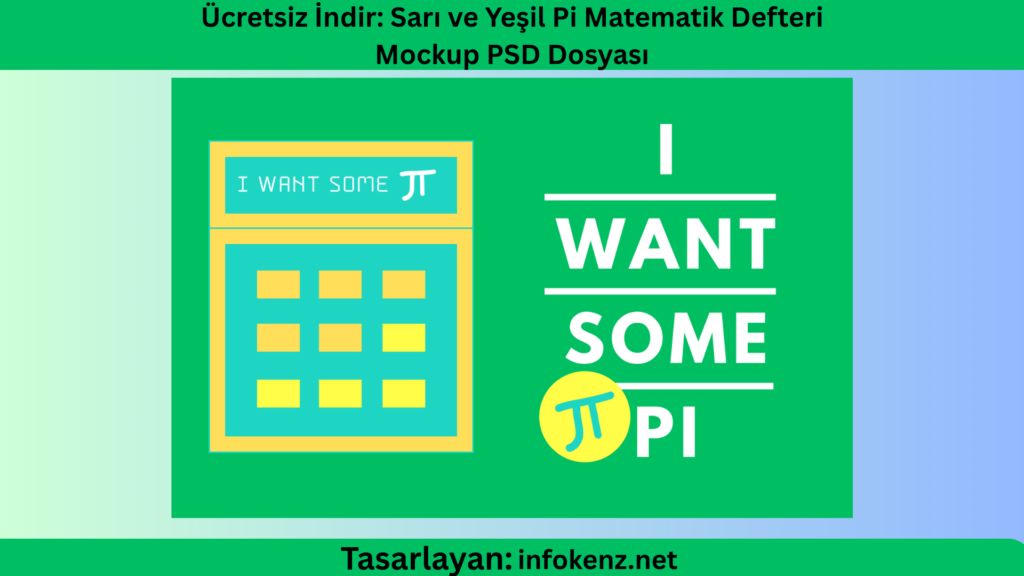 Ücretsiz İndir: Sarı ve Yeşil Pi Matematik Defteri Mockup PSD Dosyası