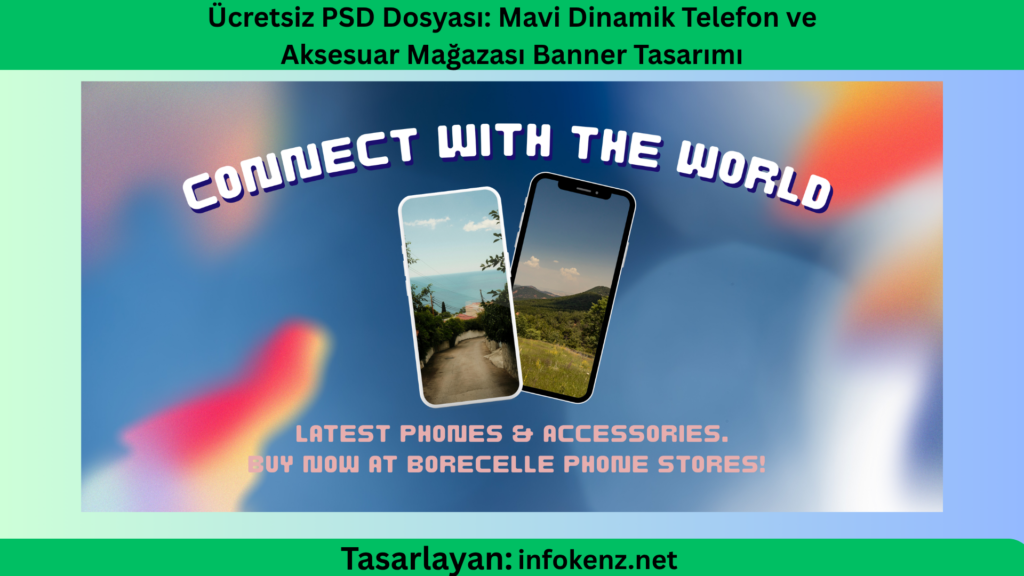 Ücretsiz PSD Dosyası: Mavi Dinamik Telefon ve Aksesuar Mağazası Banner Tasarımı