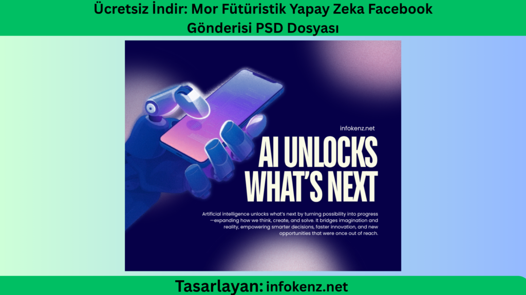 Ücretsiz İndir: Mor Fütüristik Yapay Zeka Facebook Gönderisi PSD Dosyası