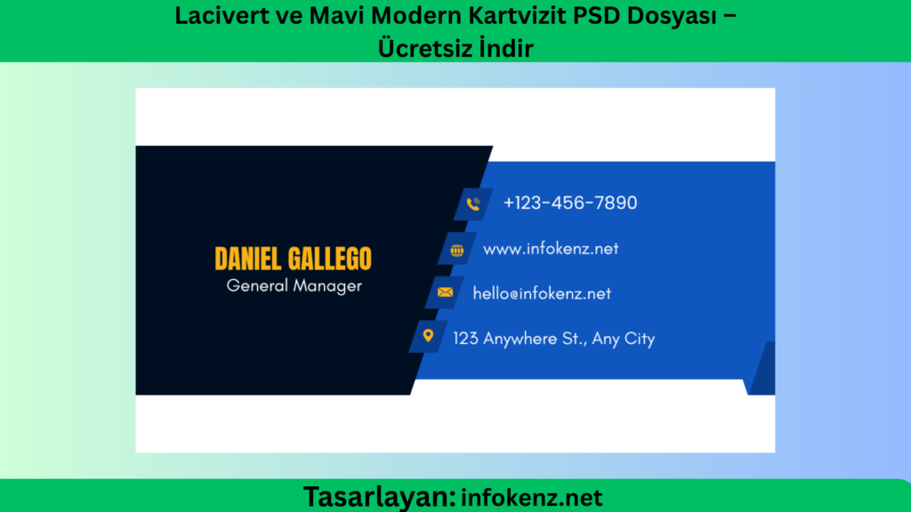 Lacivert ve Mavi Modern Kartvizit PSD Dosyası – Ücretsiz İndir