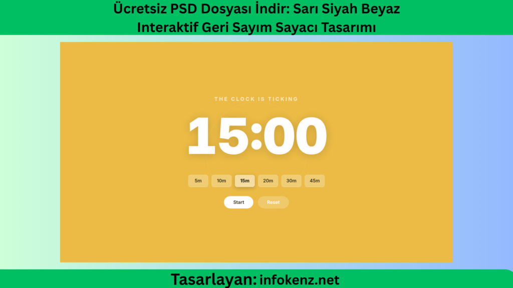 Ücretsiz PSD Dosyası İndir: Sarı Siyah Beyaz Interaktif Geri Sayım Sayacı Tasarımı