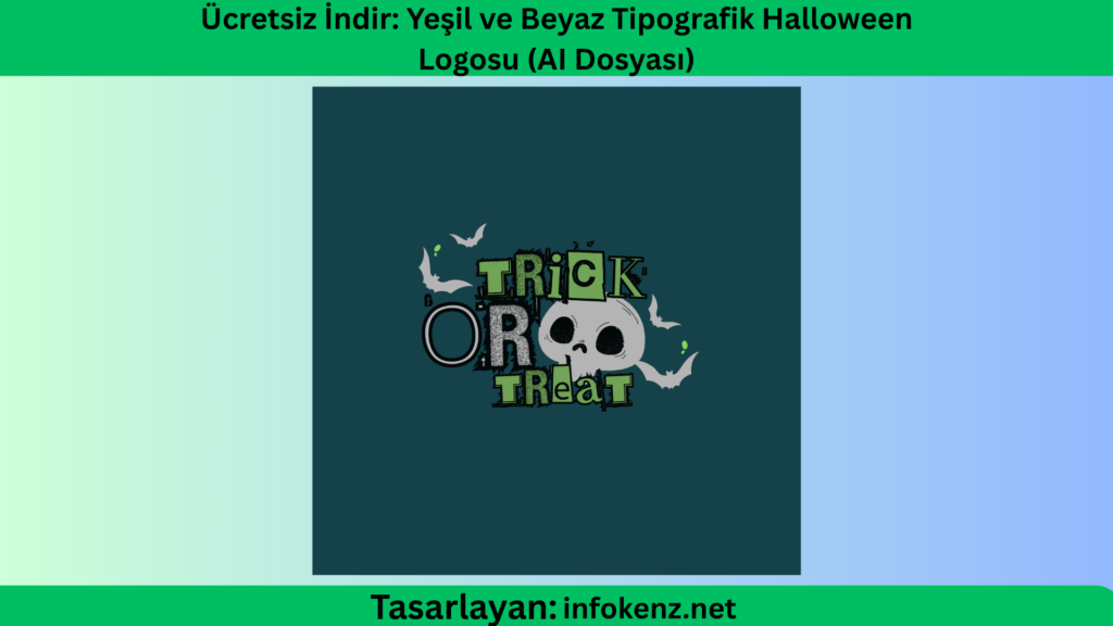 Ücretsiz İndir: Yeşil ve Beyaz Tipografik Halloween Logosu (AI Dosyası)