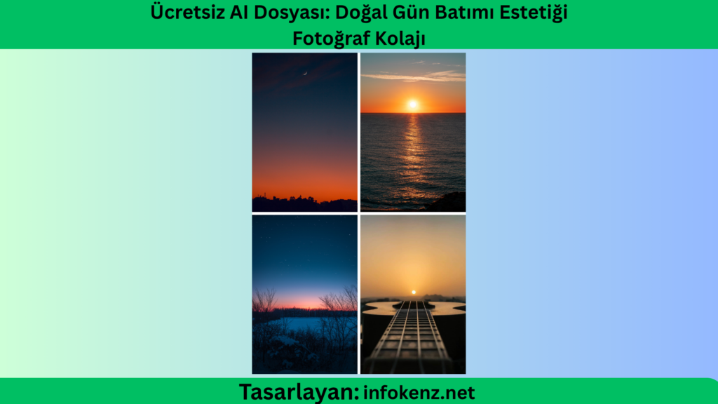 Ücretsiz AI Dosyası: Doğal Gün Batımı Estetiği Fotoğraf Kolajı