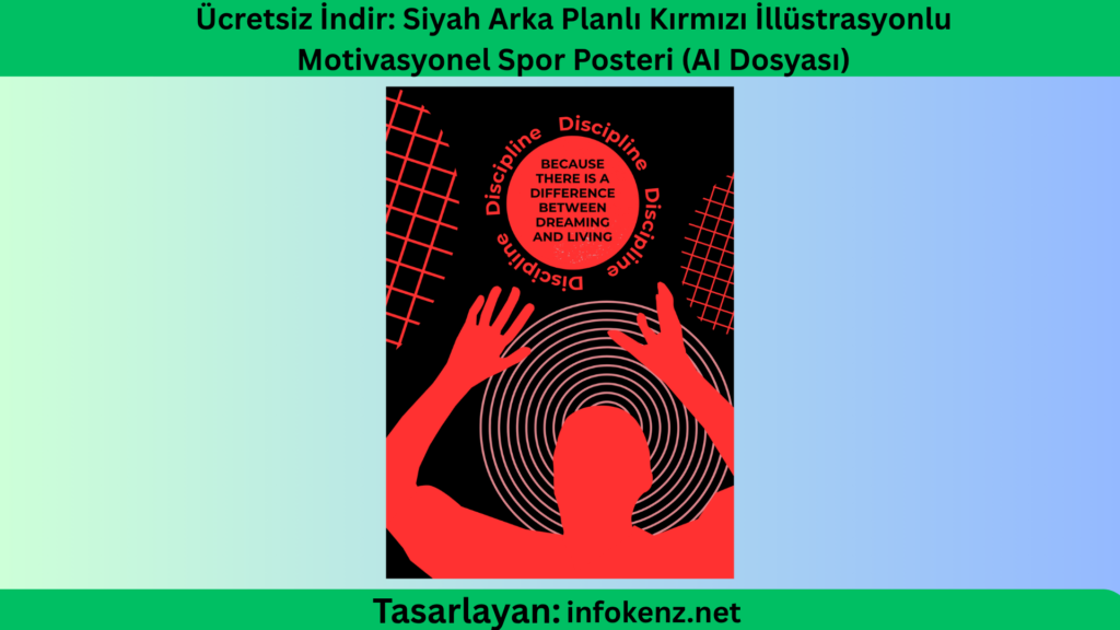 Ücretsiz İndir: Siyah Arka Planlı Kırmızı İllüstrasyonlu Motivasyonel Spor Posteri (AI Dosyası)