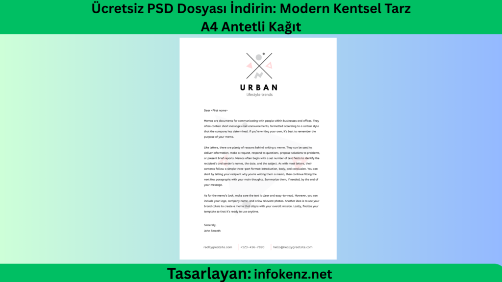 Ücretsiz PSD Dosyası İndirin: Modern Kentsel Tarz A4 Antetli Kağıt