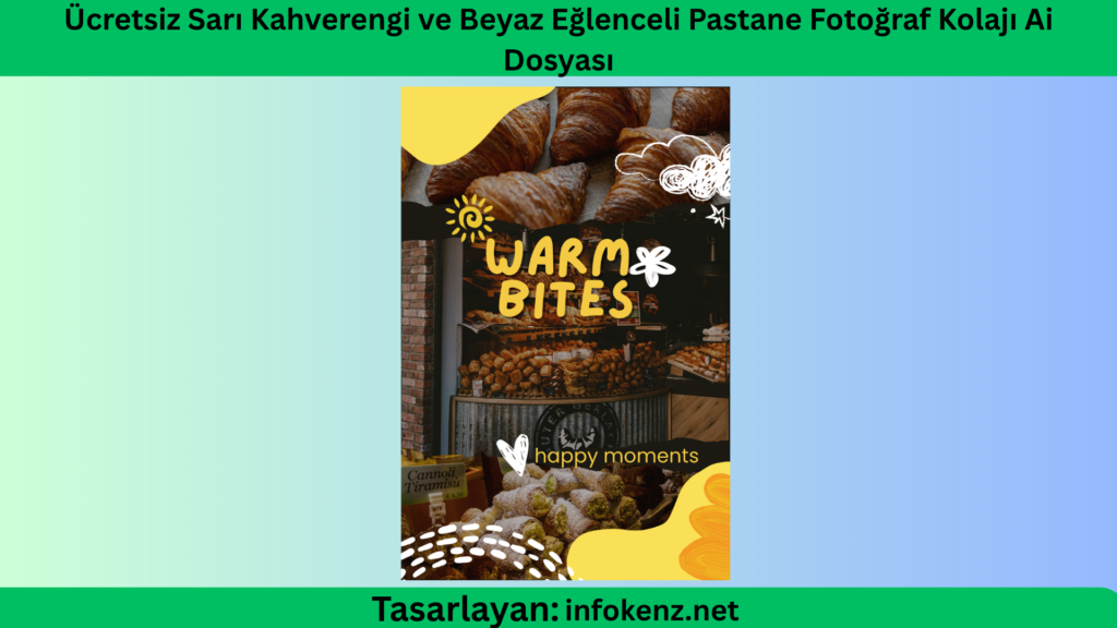 Ücretsiz Sarı Kahverengi ve Beyaz Eğlenceli Pastane Fotoğraf Kolajı Ai Dosyası