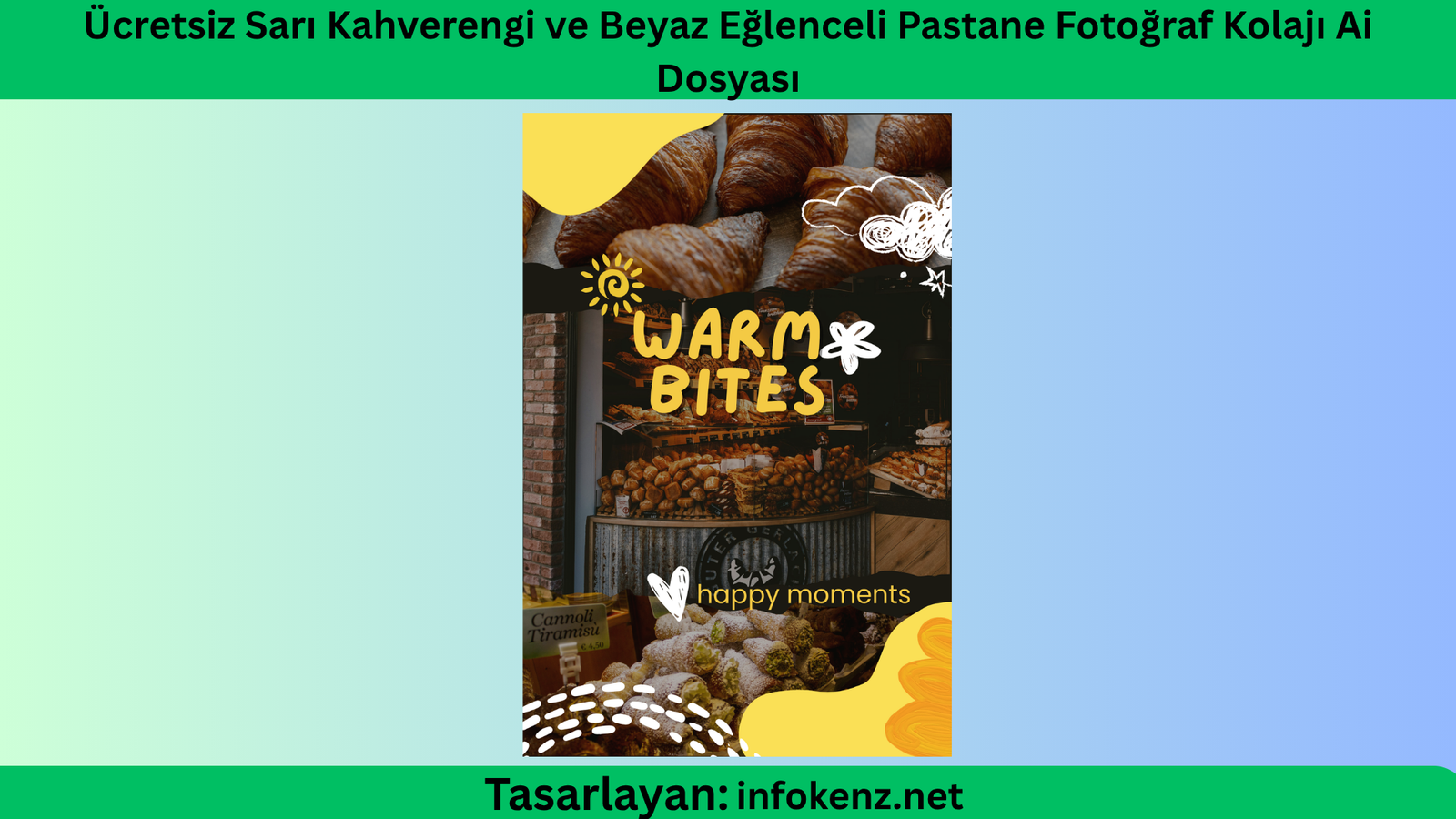 Ücretsiz Sarı Kahverengi ve Beyaz Eğlenceli Pastane Fotoğraf Kolajı Ai Dosyası