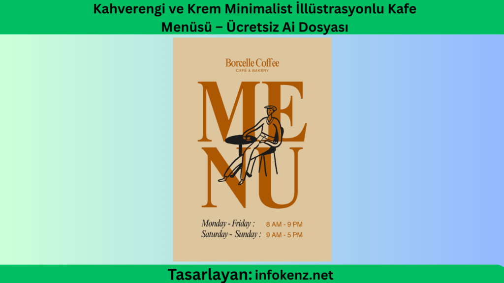 Kahverengi ve Krem Minimalist İllüstrasyonlu Kafe Menüsü – Ücretsiz Ai Dosyası