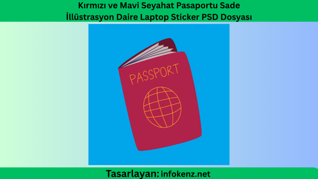 Kırmızı ve Mavi Seyahat Pasaportu Sade İllüstrasyon Daire Laptop Sticker PSD Dosyası