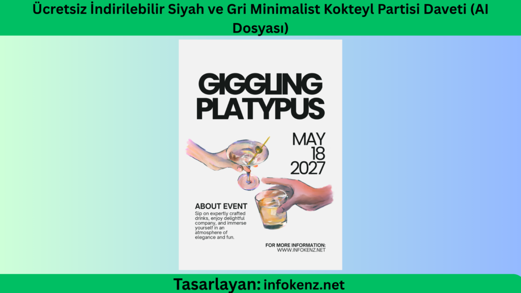 Ücretsiz İndirilebilir Siyah ve Gri Minimalist Kokteyl Partisi Daveti (AI Dosyası)