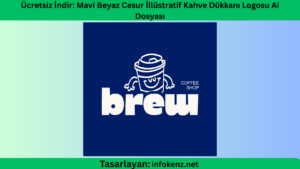 Ücretsiz İndir: Mavi Beyaz Cesur İllüstratif Kahve Dükkanı Logosu Ai Dosyası