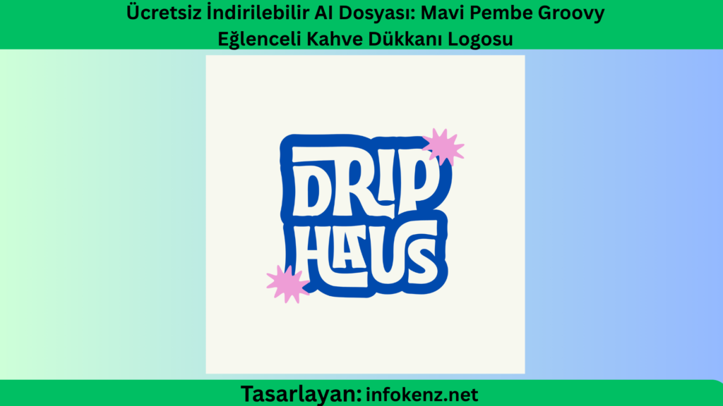Ücretsiz İndirilebilir AI Dosyası: Mavi Pembe Groovy Eğlenceli Kahve Dükkanı Logosu